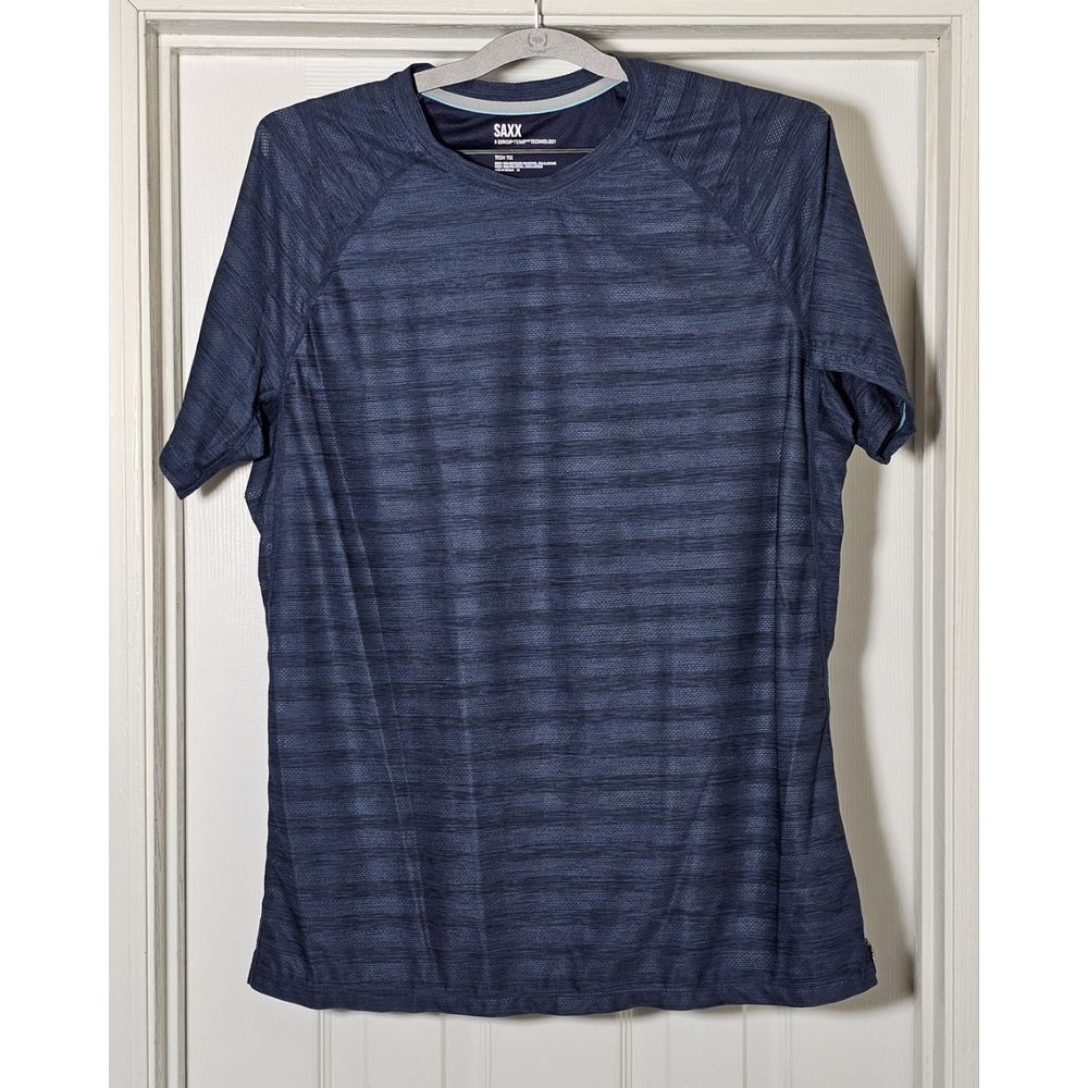 SAXX Hot Shot Tech T Shirt Men's Size Medium Blue Droptemp